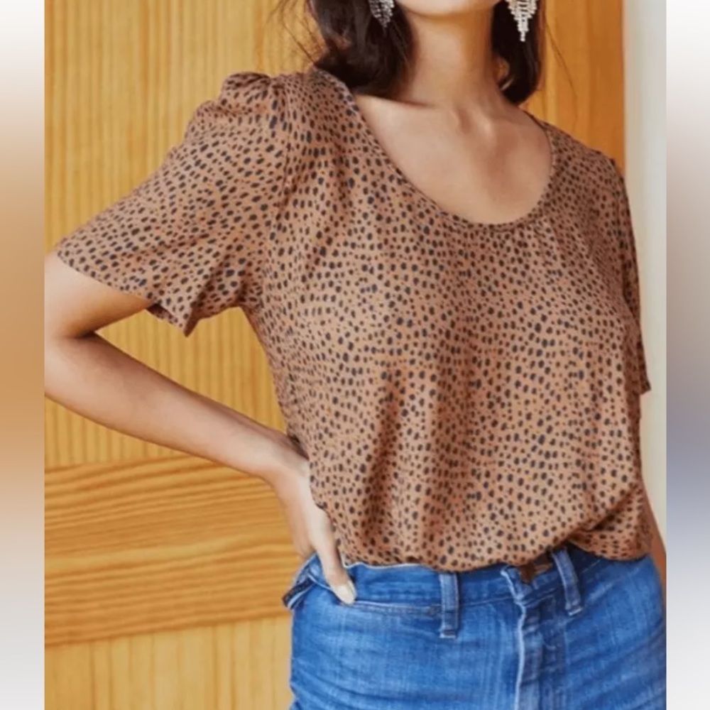 Emerson Fry Ava Blouse Vintage Cheetah Print - Medium